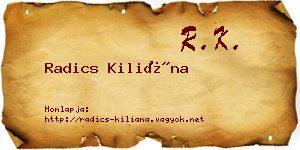 Radics Kiliána névjegykártya